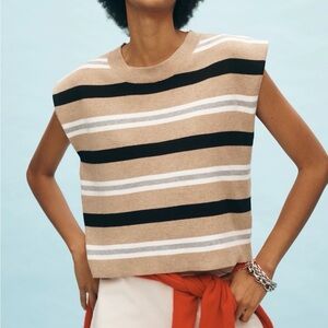Maeve Tan and Black Striped Muscle Tee